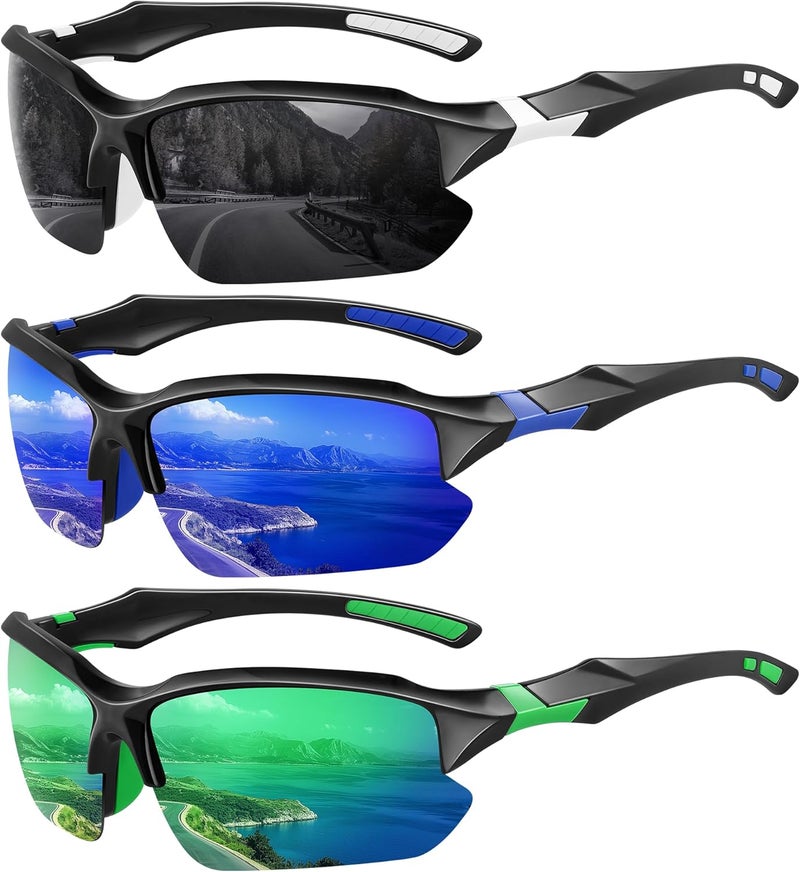 XVXV Polarized Sports Sunglasses for Men - UV Protection Half Frame Sun Glasses for Running Fishing - Image 1